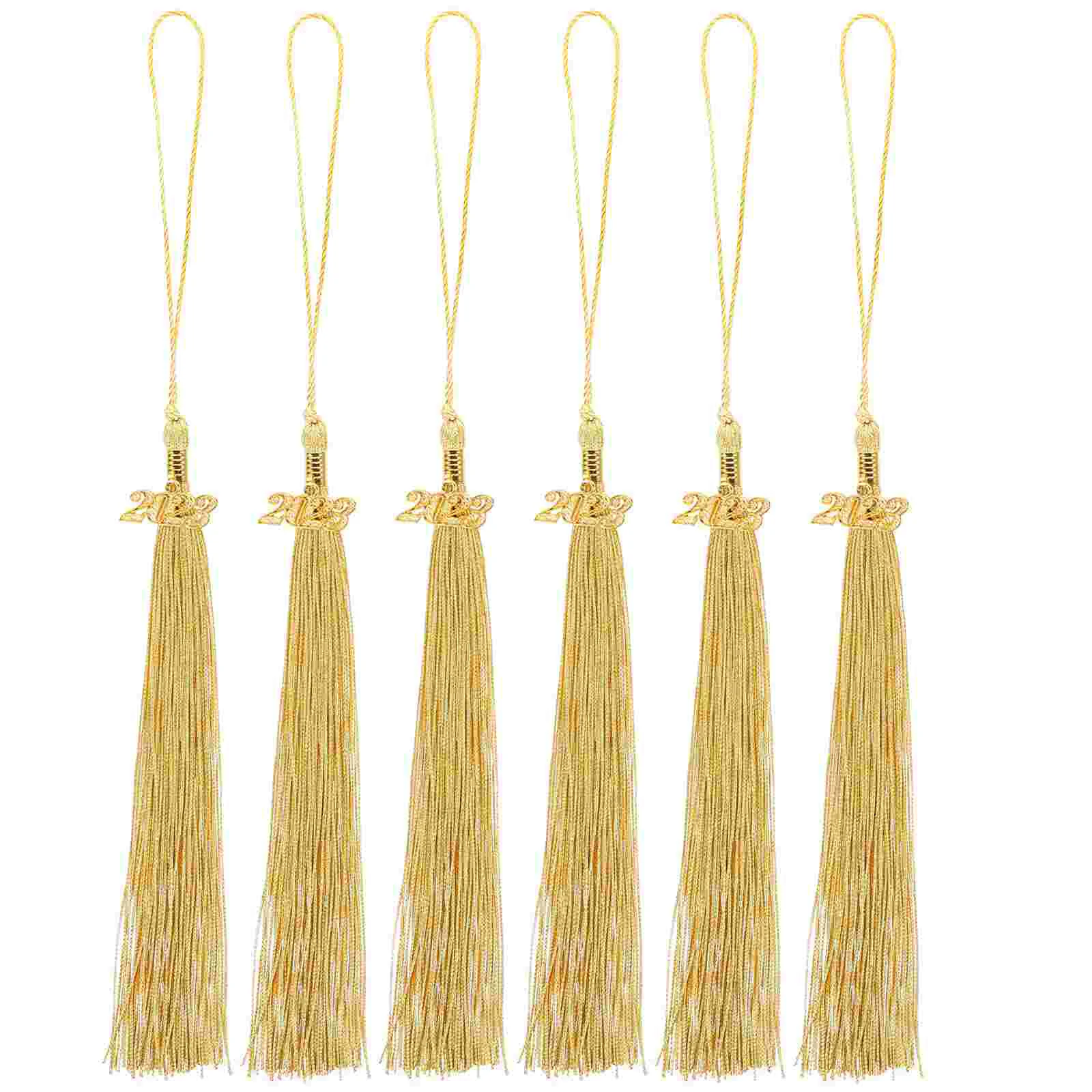 

6 Pcs White Tassel Graduation Gold Trim Graduation Hat Fringes Small Tassels Crafts 2023 Graduation Charm Gold Accent Decor