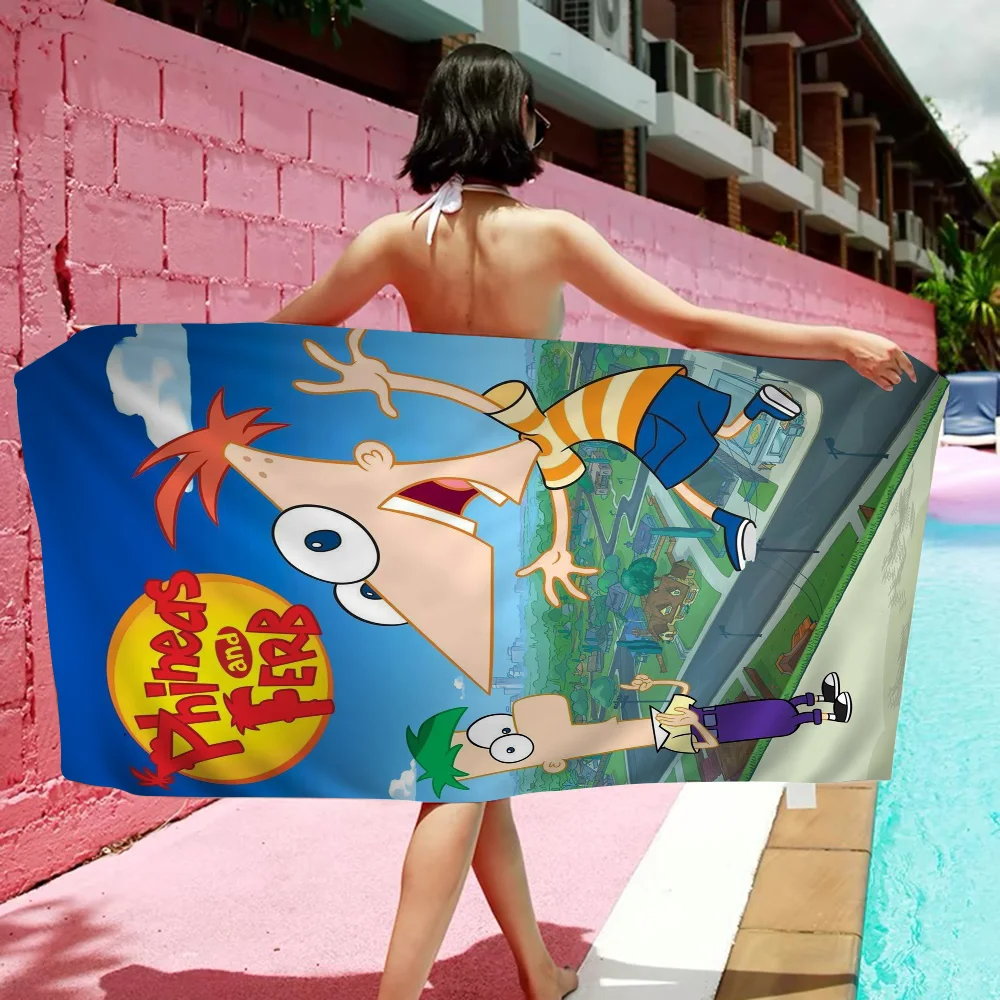 П-фины с героями мультфильмов F-ferbs пляжные полотенца полотенце для душа сауна