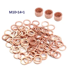 10Pcs/Pack Solid Copper Washer Flat Ring Gasket Sump Plug Oil Seal Fittings 10*14*1MM Washers Fastener Hardware Accessories