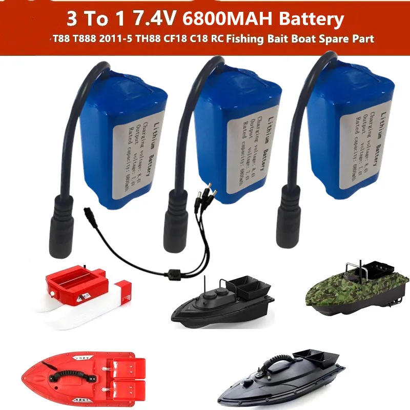Пульт дистанционного управления T188 T888 2011-5 TH88 CF18 C18, запасные части для лодки, приманка, 3-1, 7,4 В, 6800 мАч, аккумулятор подходит для лодки