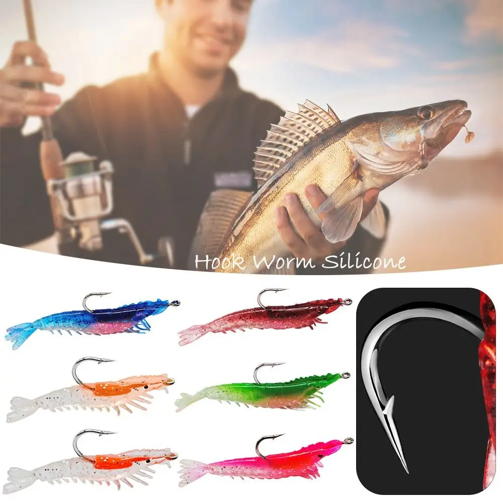 

6PCS 10cm 9g Flat claw/classic Creative Soft Prawn Lure Hook Worm Silicone Sea Fishing Shrimp Fake Bait