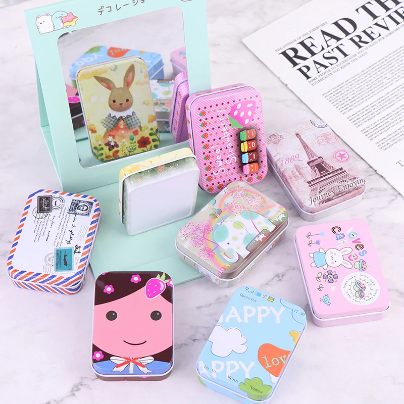 Металлическая жестяная мини-коробка с милым рисунком органайзер для хранения