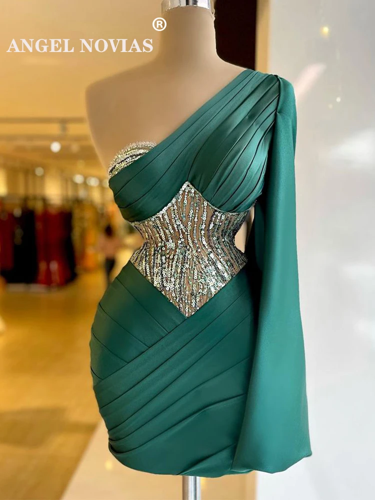 

Sexy Long Sleeves Green Cocktail Dresses Sweet 16 Strapless Party Graduation Gown Robe De Princesse