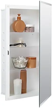

Raised Panel Door Medicine Cabinet, 16" x 20", Steel Body, White