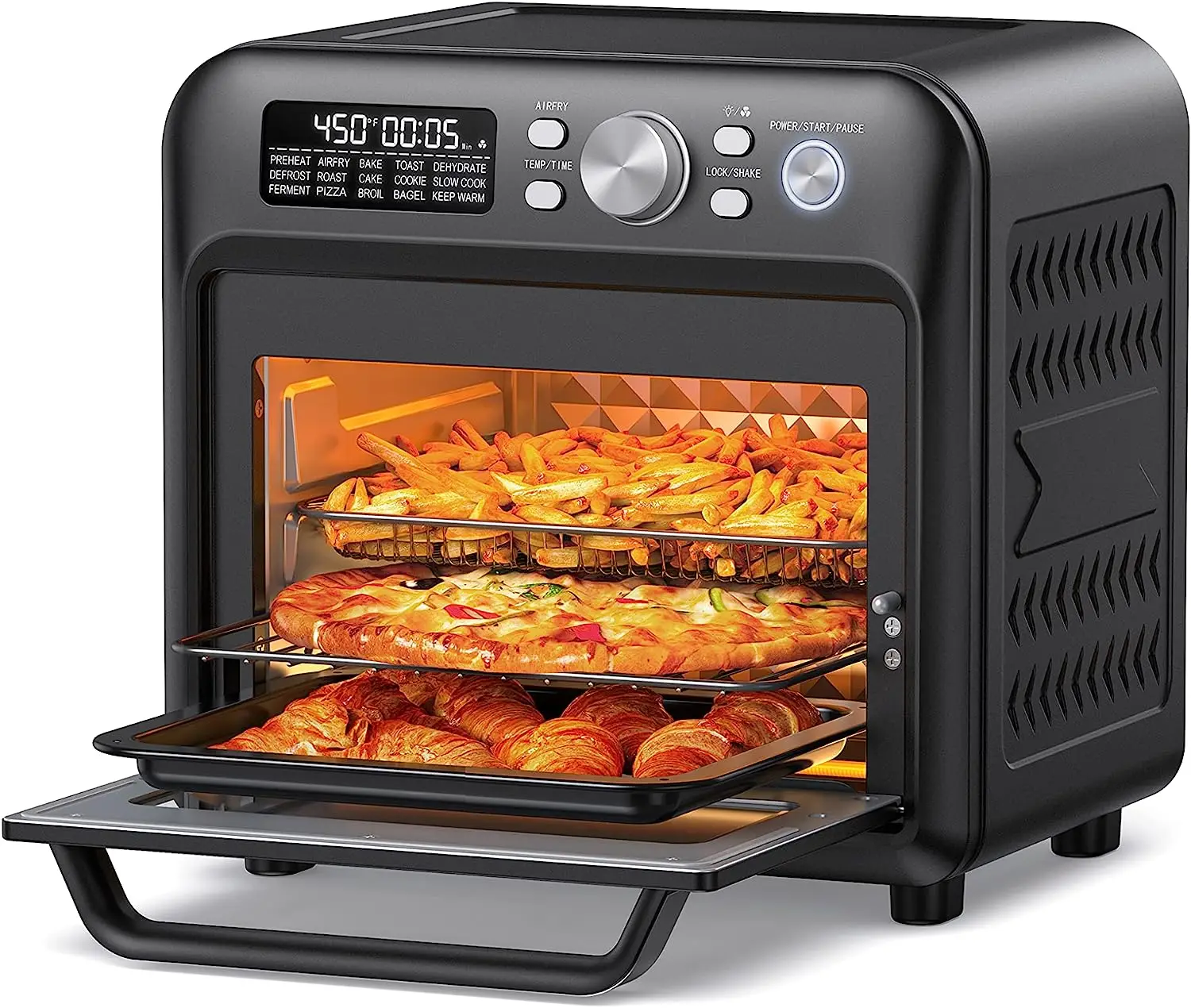 

PARIS RHÔNE Air Fryer Oven 19QT, Family-Sized Toaster Oven, Convection Oven with Child Lock, Fits 12-inch Pizza, 6-Slice Toast,