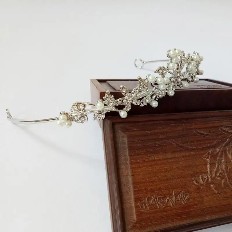 Crystal Pearl Bridal Wedding Tiaras and Crowns Bridal Hair Accessories Wedding Hair Jewelry Rhinestone Tiara Bride Headpiece