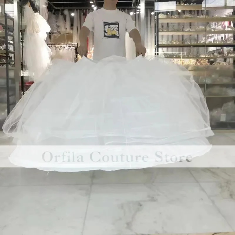 Фото Нижняя юбка для свадьбы, 7 обручей, белое платье для Quinceanera, Нижняя юбка, супер пушистая кринолин, Нижняя юбка для бального платья №2