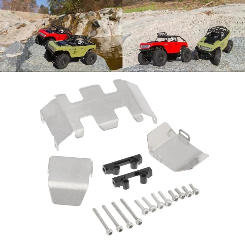 

Stainless Steel Chassis Armor Protectors Skid-Plate for 1/24 RC-Crawler Axia SCX24 AXI00002 AXI00001 AXI90081