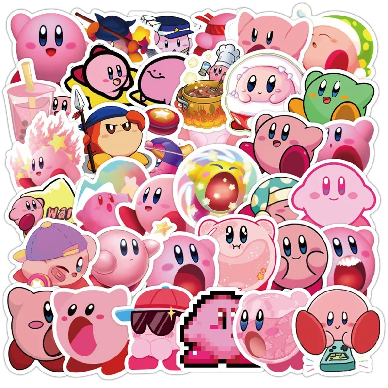 

40pcs Kirby Sticker Cartoon Cute Hand Account Case Luggage Guitar Skateboard Sticker Laptop Skin Sticker Pack Toys for Girls