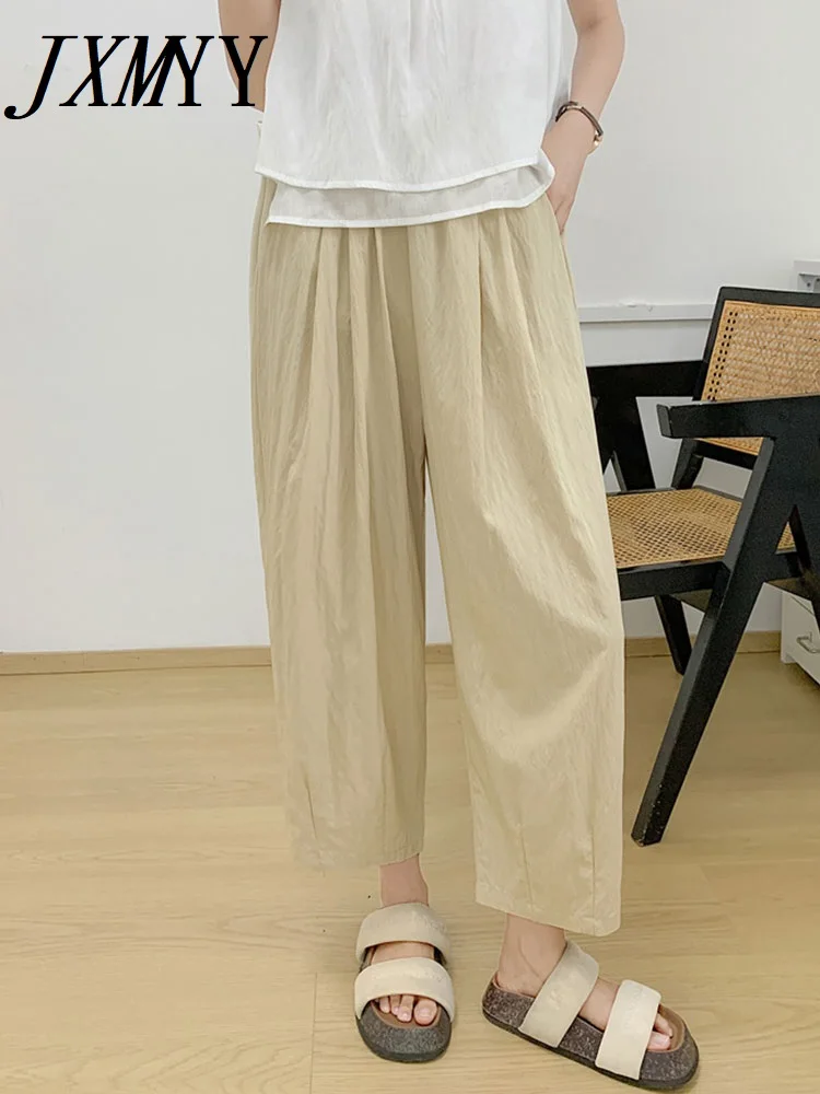 2024 летние модные новые повседневные свободные брюки тонкие девять точек прямые