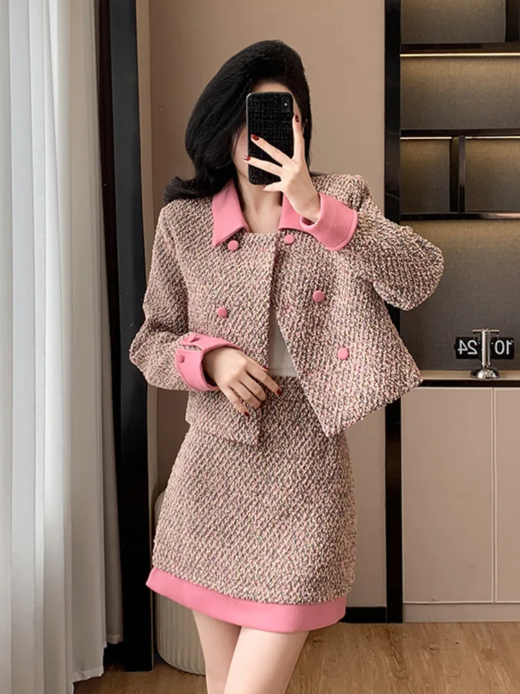 Высококачественные французские модные твидовые комплекты из 2 предметов женские