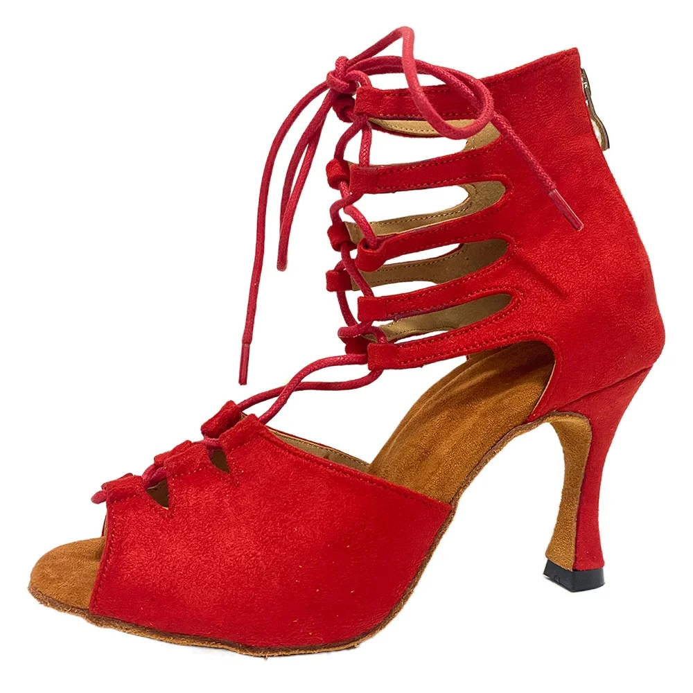 Women's Red Latin Dance Shoes New Dance Shoes Unique Design Salsa Shoes Latin Sandals Indoor Party Dance Booties