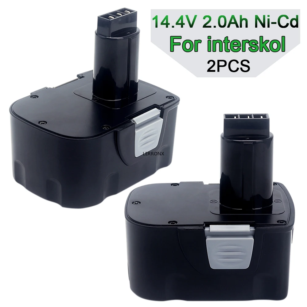 

2PCS 14.4V 2.0Ah Ni-Cd DA-13 Power Tools Replacement Rechargeable Battery for Interskol Cordless Drills 14.4V H14 EB14