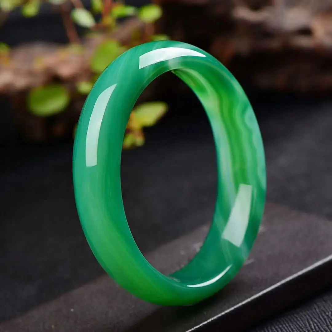 

Hot selling natural hand-carve Emerald Chalcedony Barangle 56-66mm Bracele fashion Men Women Luck Gifts Amulet for