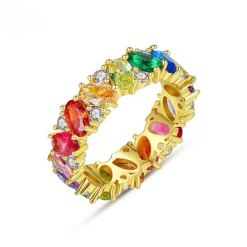 

Новое дизайнерское красочное циркониевое кольцо для женщин, роскошное элегантное кольцо с блестящими кристаллами, модные ювелирные изделия из 18-каратного золота, Винтажные Украшения