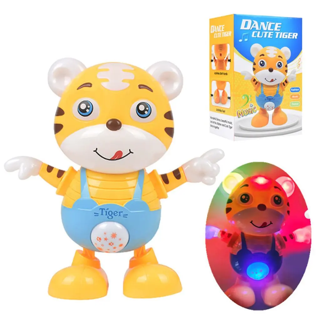 

Robot Toy Dancing Cute Tiger Electric Cartoon Light Music Walking Robot Early Education Children's Toy
