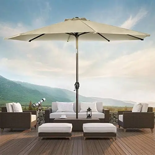 

Umbrella Olefin Outdoor Umbrella 3 Years No Fading Canopy Table Umbrella Market Umbrella UV Protection Umbrella, 8 Ribs Deck Um