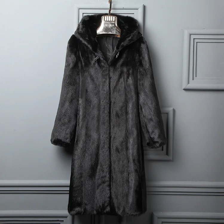 Mink Fur 2022 New Fashion Winter Imitation Mink Coat Women's Long Mink Hooded Fur Warm Outwear