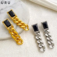 s925 needle fashion jewelry black earrings 2021 new trend high quality brass thick plated dangle drop earrings for women gifts