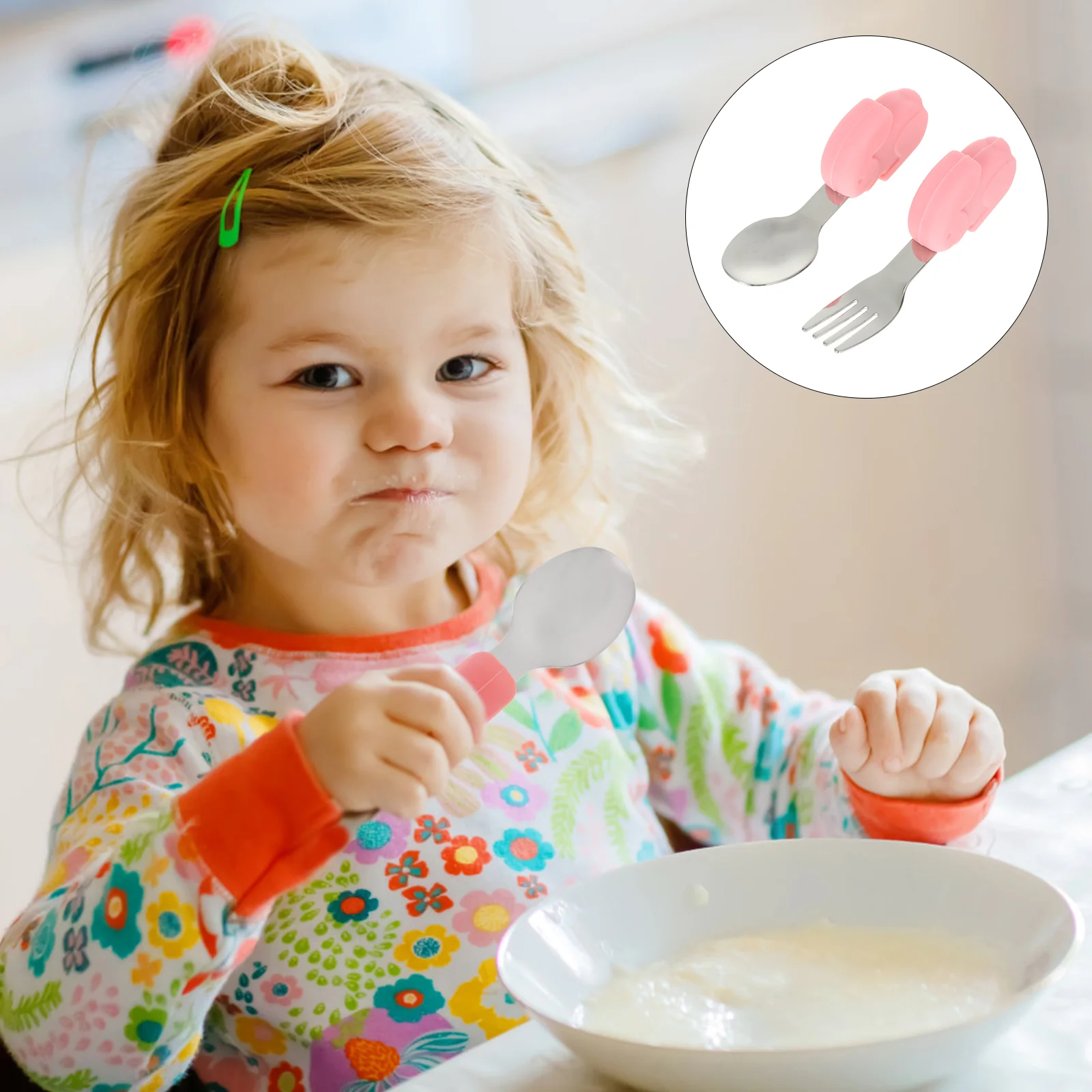 

2Pcs Safe Training Tableware Learning Spoon for Gift Kids