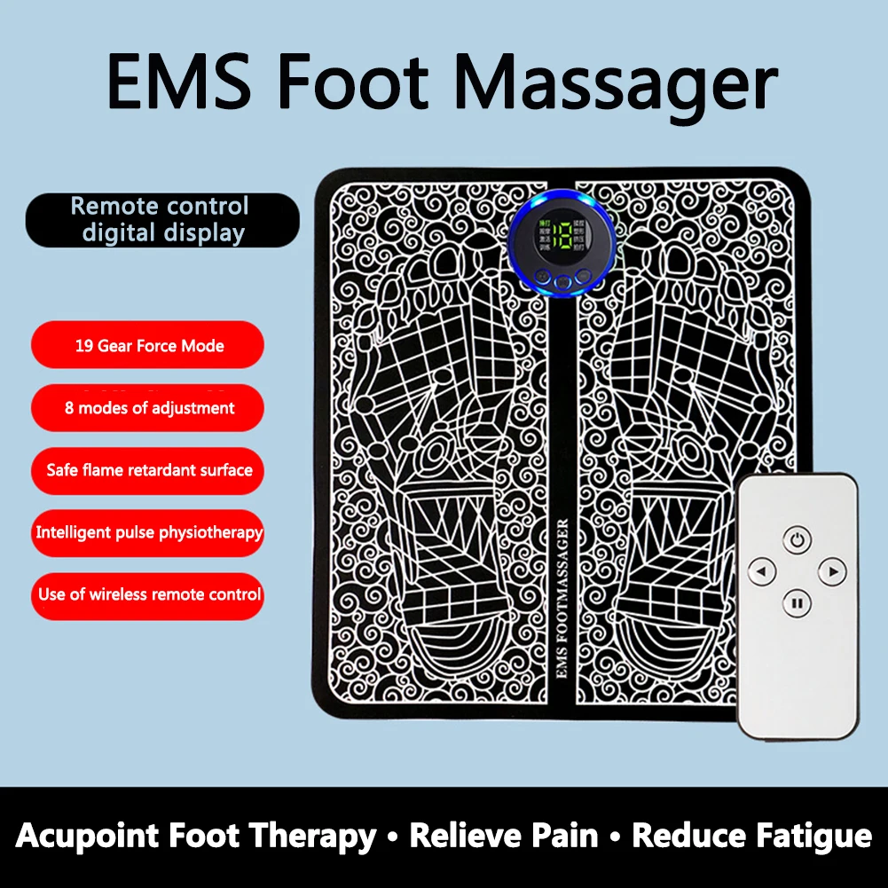 

EMS Electric Foot Stimulation massager Pad 8 Modes Portable mats Fully Automatic Circulation Massage Body Machine for Men&Women