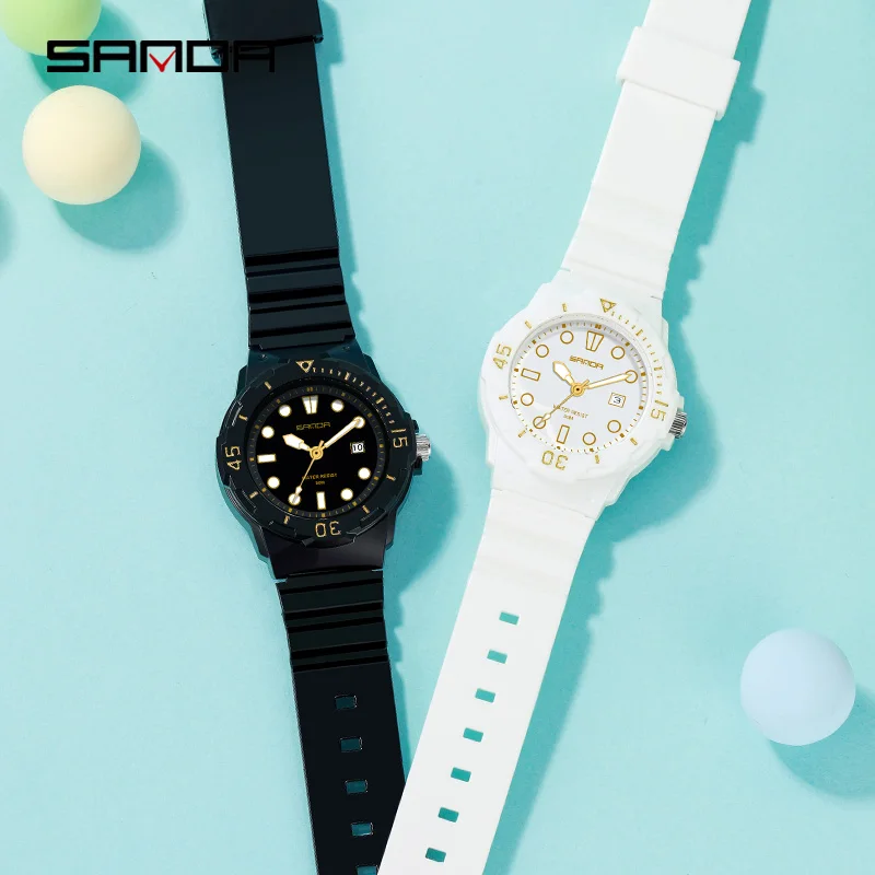 SANDA Casual Fashion Womens Watches 2023 New Women Quartz Watch Simple Dial With Calendar Display 30M Waterproof Luminous 6039 enlarge