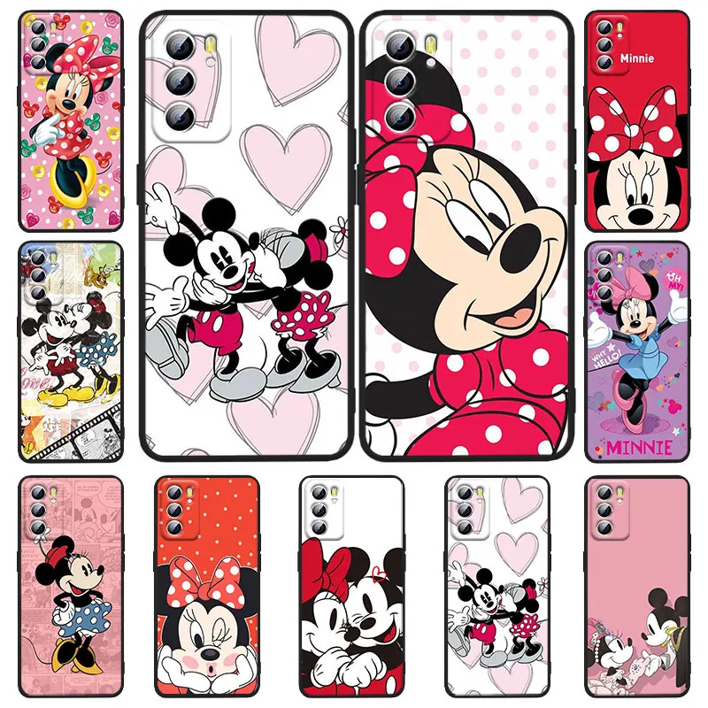 

Cute Minnie Mouse Phone Case For OPPO Realme 5 6i 6s 7 7i(Global) 8 8i Pro 5G Realme Narzo 50A Narzo 50i Black Soft Capa Back