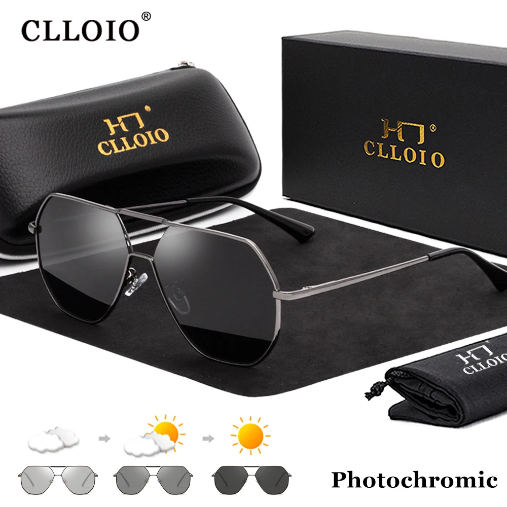 CLLOIO Fashion Square Photochromic Sunglasses Men Women Polarized Sun Glasses Chameleon Glasses Anti-glare Driving Oculos de sol