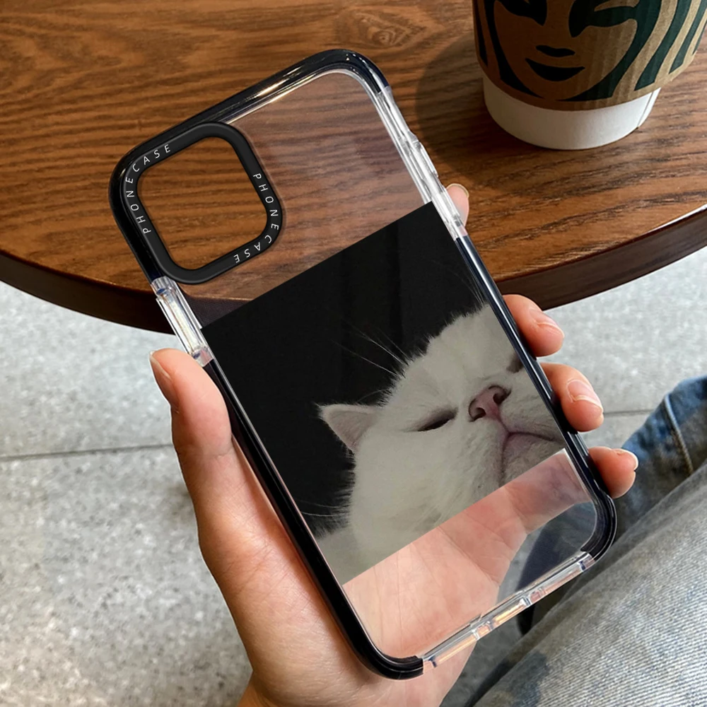 

Cartoon Cute Cat Case for iPhone 14ProMax 14Plus 13Pro 12Pro 11 Pro Max Luxury Transparent Cover for iPhone 14 13 12 11 Carcasa