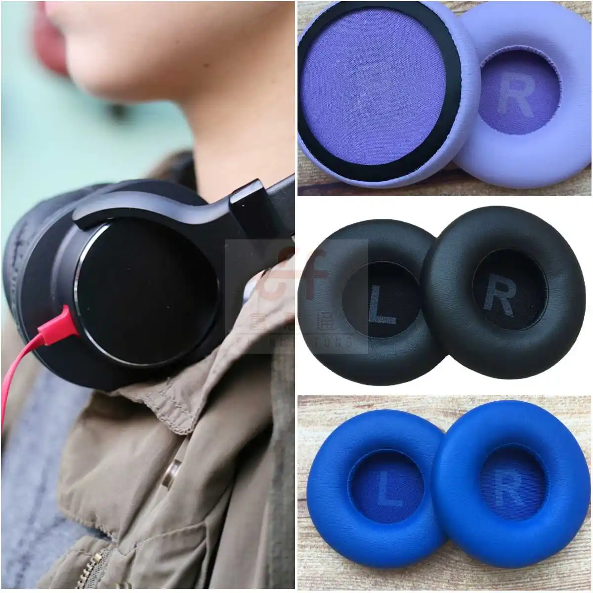 

Амбушюры для Sony MDR-ZX110 100 220 300 310 MDR-ZX330BT V150 WH-CH500 JBL Tune 600bt T500BT T450BT 70 мм, круглые наушники-вкладыши