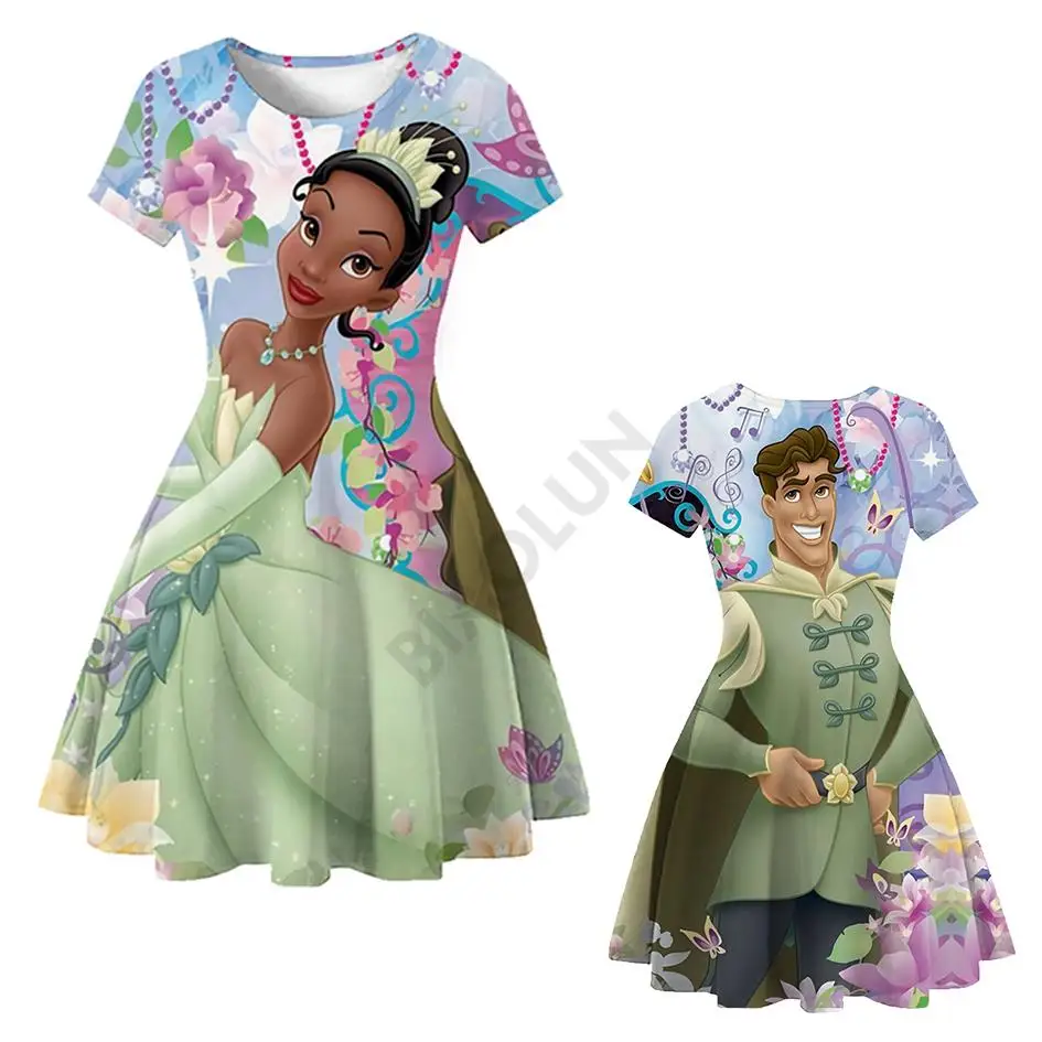 

Disney Princess Tiana And Frog Prince Beautiful Wedding Girl Princess Dress Kids Elegant Party Dresses Summer Causal Clothing