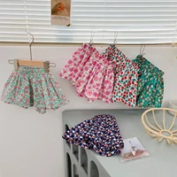 childrens floral shorts 2022 summer baby exotic flower bud skirt pants fashionable and versatile girls wide leg hot pants