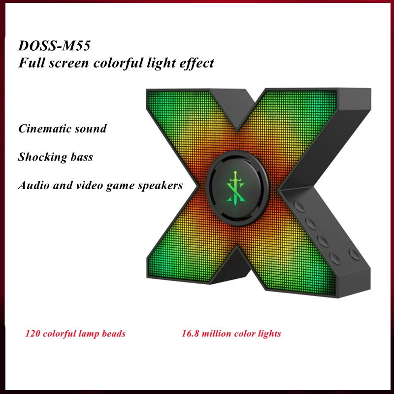 DOSS high-quality computer game small speaker overweight subwoofer 30W colorful lighting wireless bluetooth audio home high volu