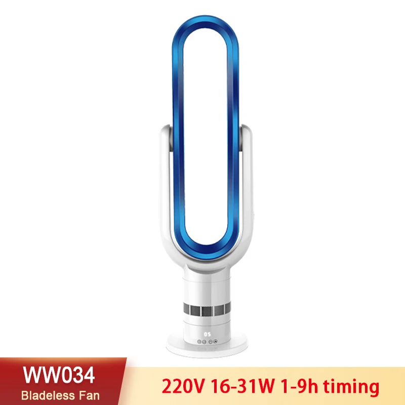 

220V Electric Bladeless Fan Soft Wind 1-9h Timing Bladeless Fan With Remote Control for Bedroom Office Air Cooling Tower Fan