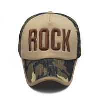 men rock hip hop baseball cap embroidery rock letter camouflage mesh breathable sun hats for party outdoor sports hat