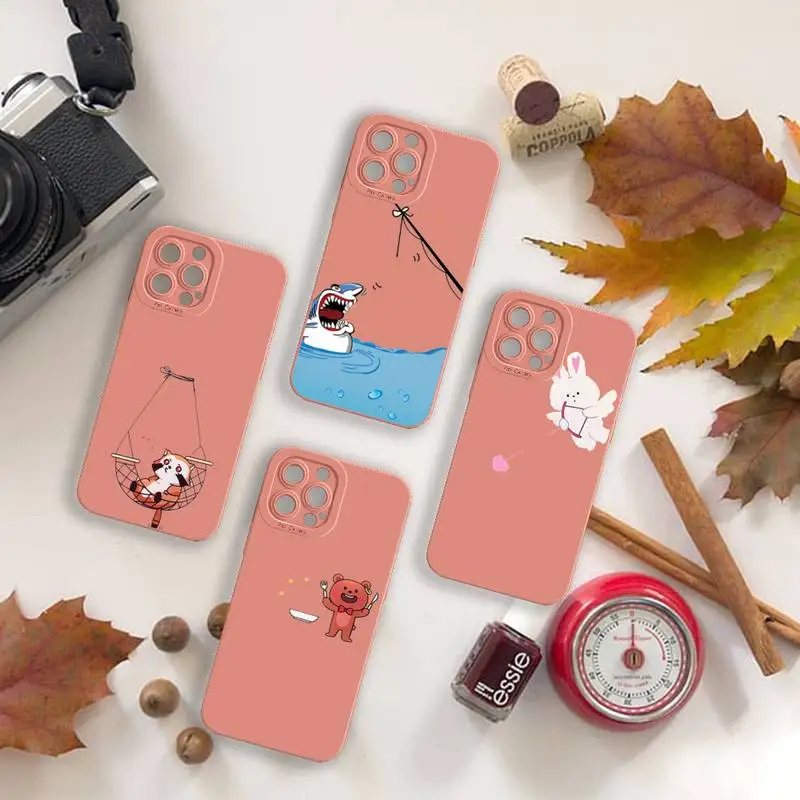 

shark bunny Creative design animals Phone Case For iPhone 13 12 11 Pro MAX Mini X XS XR 7 8 Plus Camera Lens Liquid Silicone