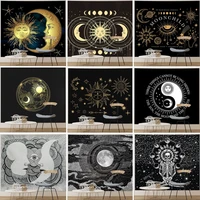 bohemia sun moon mandala tapestry wall hanging room decor witchcraft astrology tapestry black and white wall throw blanket