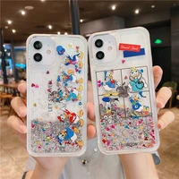 disney donald duck liquid quicksand glitter phone cases for iphone 13 12 11 pro max mini xr xs max 8 x 7 se 2020 back cover