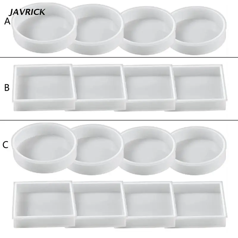

4 Pcs/8 Pcs Diy Homemade Molds Coffee Coaster Creative Silicone Molds Square Round Placemat Mold for Diy Crafts