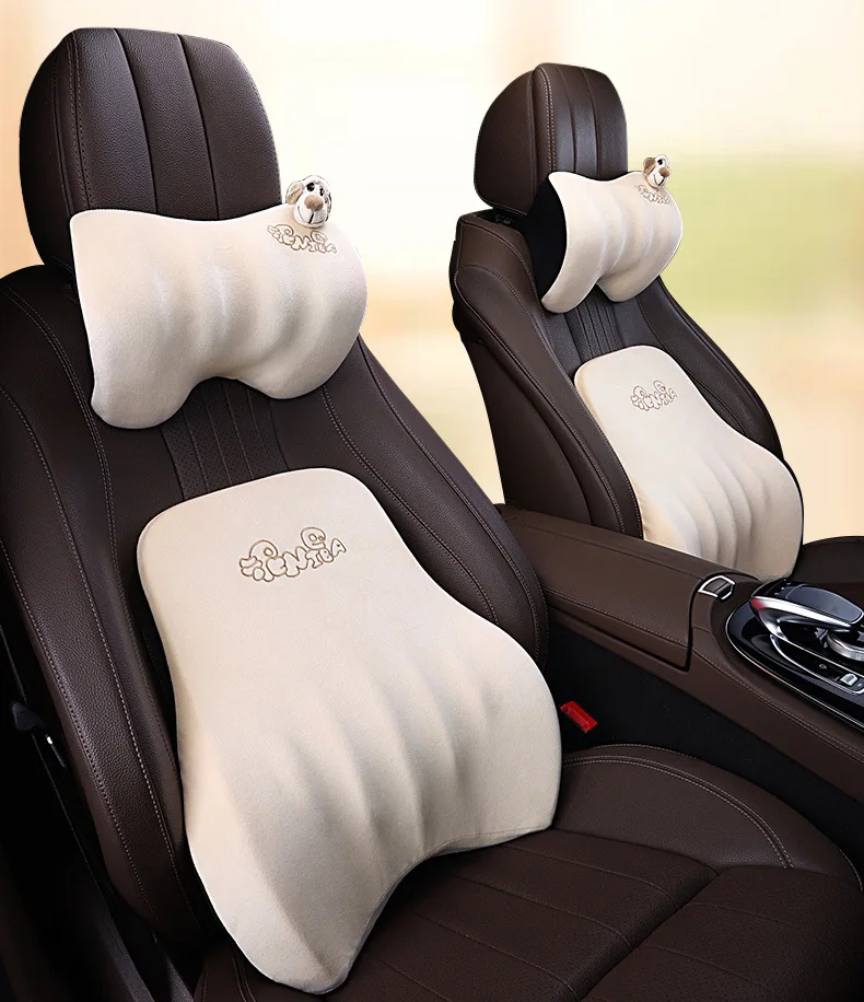

Elastic Car Seat Lumbar Support Cushion Space Memory Cotton Rebound Back Cushion Universal Car Headrest Massage Pillow