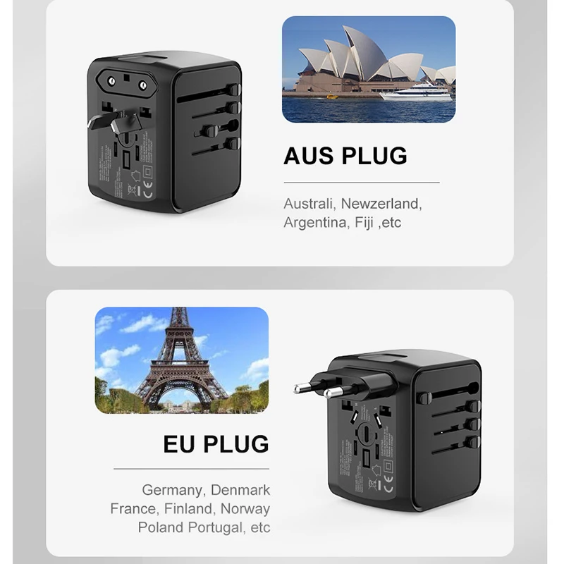 Фото Универсальное дорожное зарядное устройство с 3 USB-портами, 5 В №5