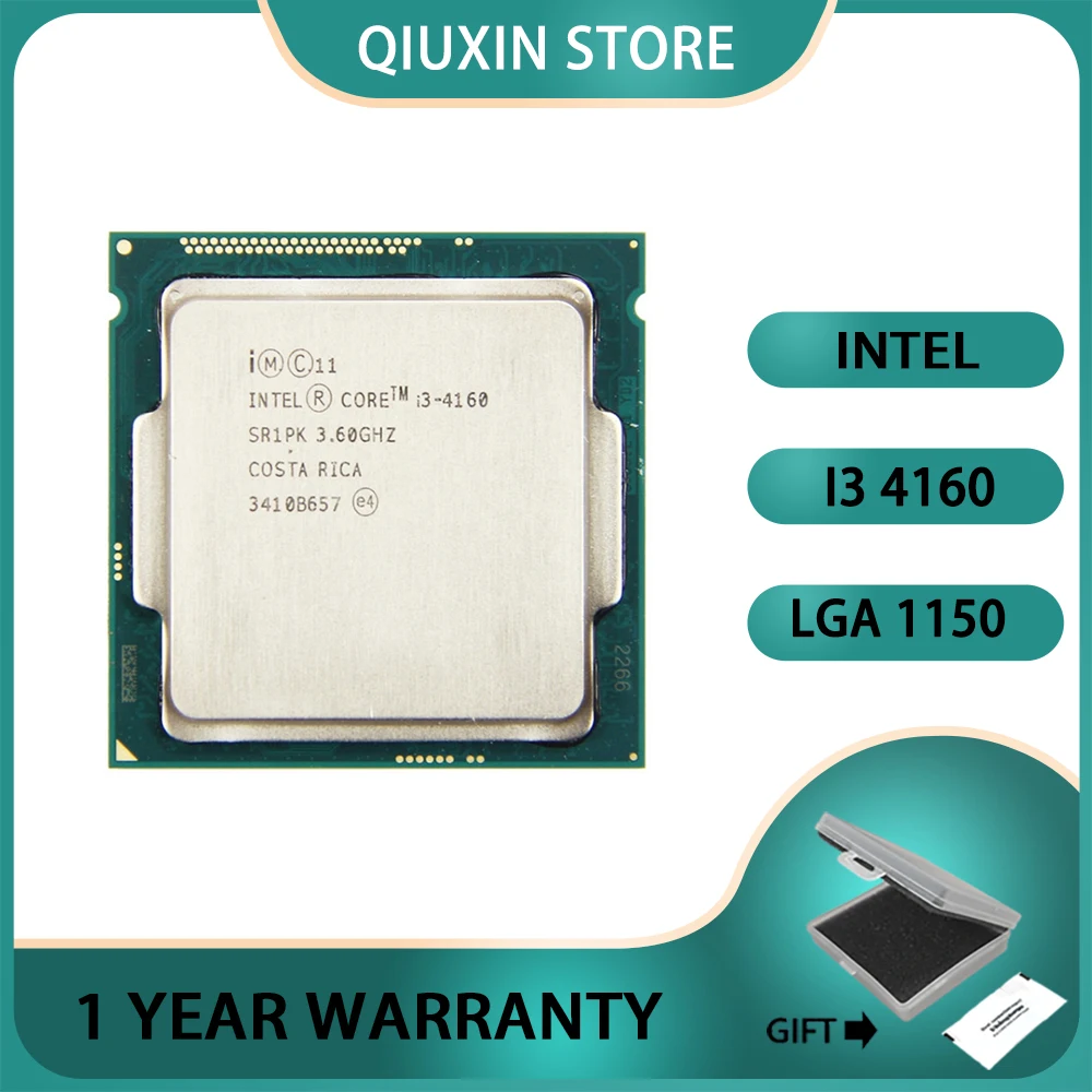 

Intel Core i3 4160 Dual Core 5 GT/s 3MB SR1PK CPU 3.60GHz Haswell LGA1150 Processor