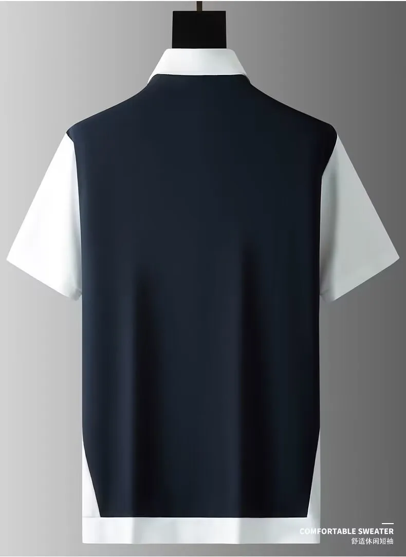 2023 New Summer Golf Embroidery Short Sleeve Men's Polo Shirt Slim Stitching Zipper Lapel Men's T-shirt