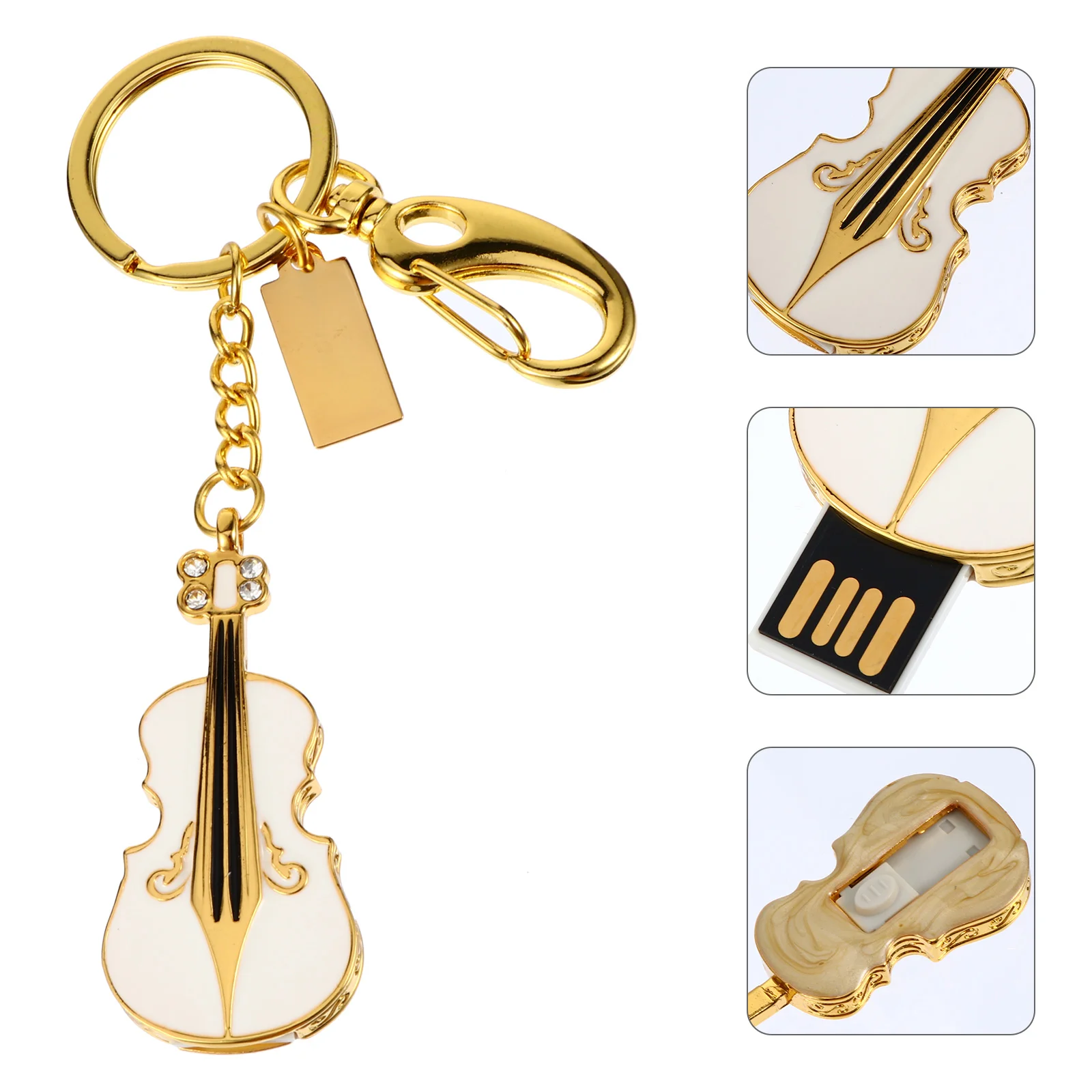 

Usb Drive Flash Guitar Keychain Disk U Instrument Stick Gold Thumb Drives Musical Memory Metal Novelty Pendrive 32G Purse Charms
