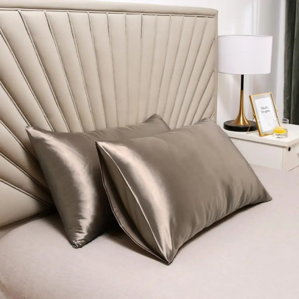 

2023 2pcs Pillowcase, Artificial Silk Soft Breathable Skin-friendly Cushion Cover Satin Pillow Case For Hair Skin 51x91cm