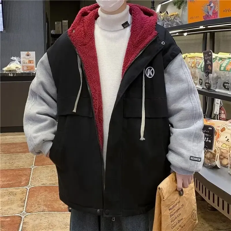 Мужская утолщенная хлопковая куртка зимняя иллюзия с капюшоном спецодежда