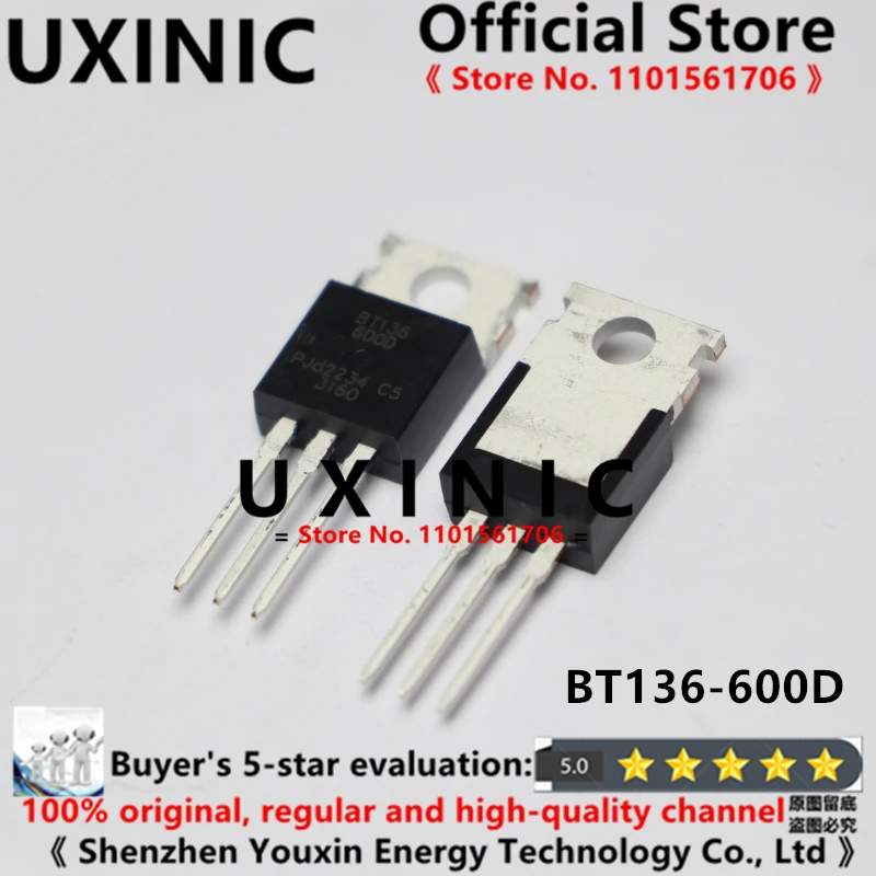 UXINIC 100% новый импортный оригинальный BT136 BT136-600D TO-220 Triac Three 600V 4A терминал