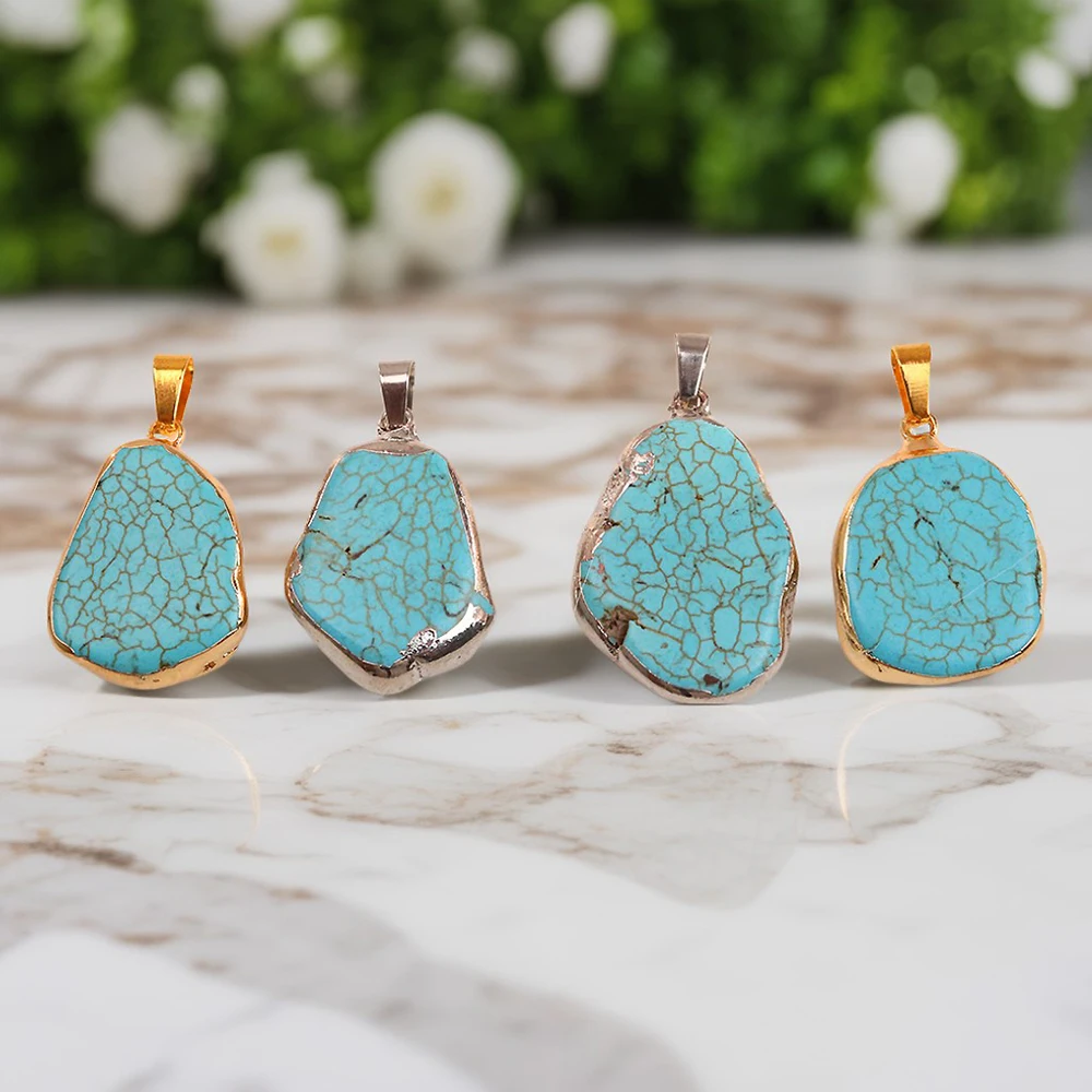 Ожерелье Неправильной Формы с голубым бирюзовым камнем модные ювелирные изделия