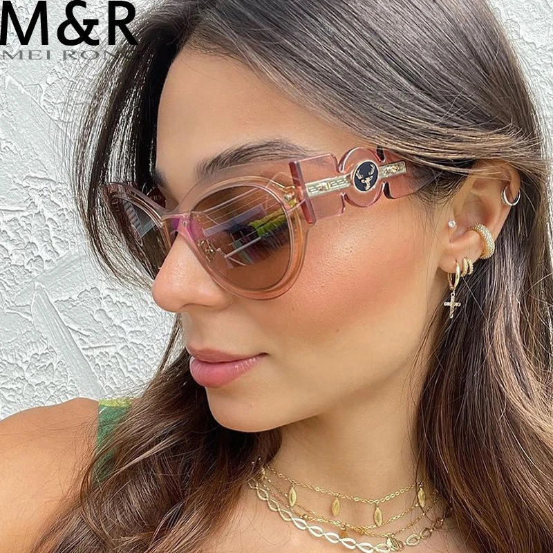 

Irregular Oval Sunglasses For Women 2022 Fashion Luxury Brand Designer Round Sun Glasses Ladies Trend Cateye Eyeglasses UV400