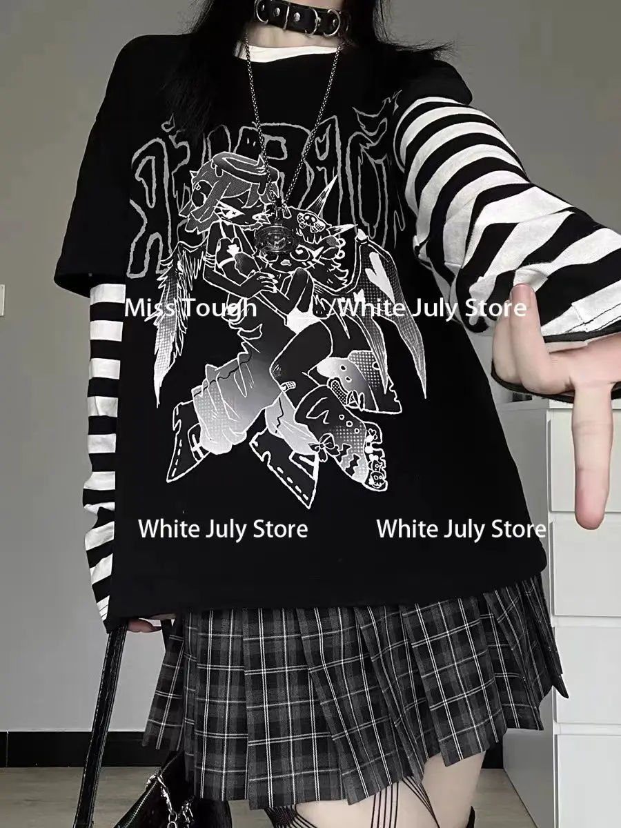 Японская футболка в стиле Харадзюку женская повседневная весенняя с длинным